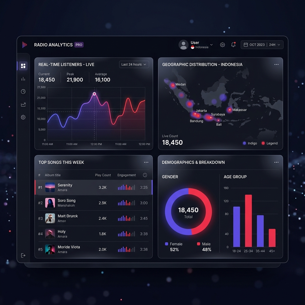 Contoh tampilan dashboard pendengar